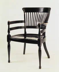 Nojatuoli, valmistaja James Peddle, n. 1880 (ebonisoitu puu)
