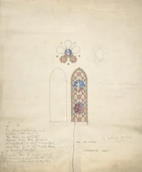 Suunnittelu lasimaalauksille Ditteridge Churchissa, n. 1859.