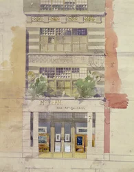 Suunnitelma McLean Fine Art Galleriesin julkisivua varten, Haymarket, Lontoo (vesiväri ja lyijykynä paperille) (katso myös 176480)