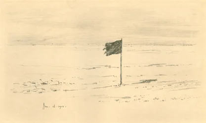 Mustan lipun leiri. - Amundsensin musta lippu muutaman mailin sisällä etelänavalta, 1912, 1913