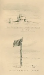 Cairn Left by The Norwegians ja Amundsens South Pole Mark, tammikuu 1912, 1913.