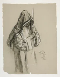 Figuuritutkimus Sir Lancelotille ja Sir Borsille varustaa Galahad hänen kannuineen, The Quest of the Holy Grail (toinen 15 maalauksen sarjasta Bostonin julkiselle kirjastolle, valmistui vuonna 1901)