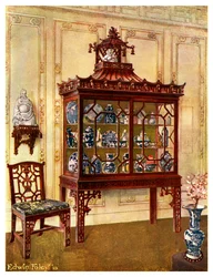 Veistetty posliinikotelo Chippendales-kiinalaiseen tapaan, 1911-1912.
