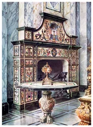 Savupiippu ja pöytä värillistä firenzeläistä mosaiikkia, 1910
