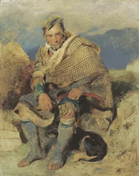 Ylämaanpaimen - luonnos, n. 1820-luvun alku (öljy aluksella)