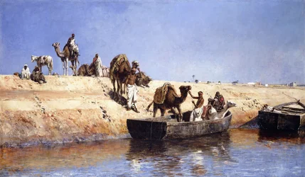 Kamelien laivaus rannalla Salessa, Marocissa, 1880