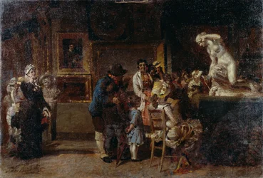 Vierailu museossa, Egisto Lancerotto (1847-1916), öljy kankaalle, 80x118 cm