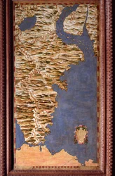Magalhãesinsalmen kartta, jonka laati italialainen matemaatikko, kosmografi ja arkkitehti Egnazio Danti (1536-1586). Noin 1567. Firenze, Palazzo Vecchio, Sala del Mappamondo.