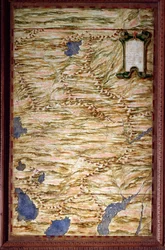 Perun kartta, tekijänä Egnazio Danti (1536-1586), matemaatikko, kosmografi ja italialainen arkkitehti. Noin 1567. Firenze, Palazzo Vecchio, Sala del Mappamondo