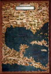 Meksiko, Kuuba, Florida ja Jamaika. Italialaisen matemaatikon, kosmografin ja arkkitehdin Egnazio Dantin (1536-1586) laatima kartta. Noin 1567. Firenze, Palazzo Vecchio, Sala del Mappamondo