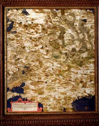 Moskovan alueen kartta, laatijana matemaatikko, kosmografi ja italialainen arkkitehti Egnazio Danti (1536-1586). Noin 1567. Firenze, Palazzo Vecchio, Sala del Mappamondo