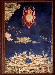 Santo Domingo eli Hispaniola. Italialaisen matemaatikon, kosmografin ja arkkitehdin Egnazio Dantin (1536-1586) laatima kartta. Noin 1567. Firenze, Palazzo Vecchio, Sala del Mappamondo