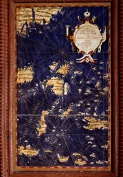 Molukkien kartta, jonka laati italialainen matemaatikko, kosmografi ja arkkitehti Egnazio Danti (1536-1586). Noin 1567. Firenze, Palazzo Vecchio, Sala del Mappamondo