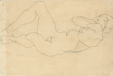 Nainen alastonkuva kädet pään takana, 1914