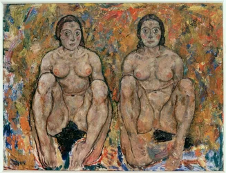 Kauernde Frauen [Kyykistyvät naiset] (öljy ja guassi)