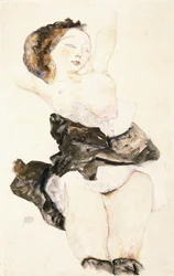 Makaava nuori tyttö puolialastomana, 1912