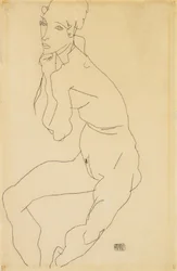 Istuva nainen, käsi leuassa, 1914