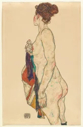 Seisova alaston kuviollinen viitta. 1917