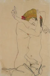 Kaksi naista syleilemässä, 1913