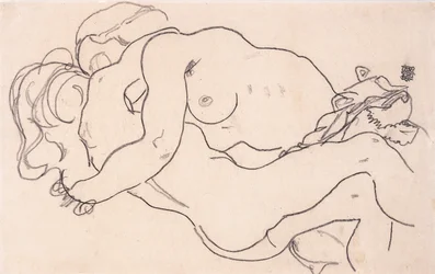 Kaksi syleilevää naisaktia, 1918