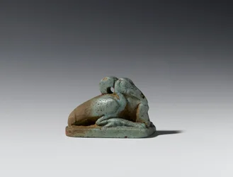 Pieni ibiksen hahmo, myöhäisestä Ptolemaioksen kaudesta, 664-30 eKr. (fajanssi)