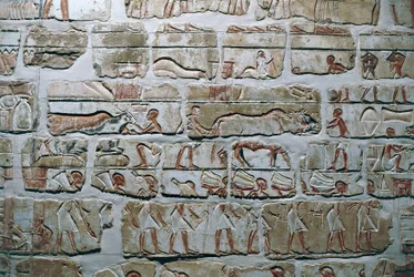 Egypti, Thebe, Luzor, Karnakin temppelit, Talatatin seinä Amenhotep IV:n temppelistä.
