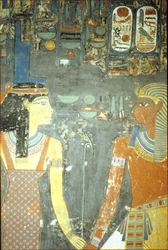 Horemheb ja Isis, Horemhebin haudasta (n. 1323-1295 eKr.) Uusi kuningaskunta (seinämaalaus)