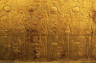 Reliefi toisen hautakappelin oikeassa ulkopaneelissa, Tutankhamonin aarrekammio, Egypti, Egyptin sivilisaatio, Uusi valtakunta, XVIII dynastia