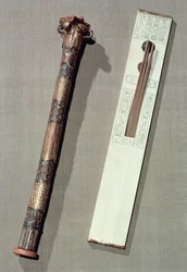 Scribes-paletti ja kirjoituskotelo, Tutankhamonin haudasta (n. 1370-52 eKr.) Uusi kuningaskunta (katso myös 228566)
