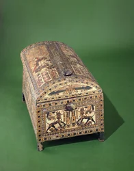 Tutankhamon Chest, Uusi kuningaskunta, noin 1340 eKr. (maalattu puu)