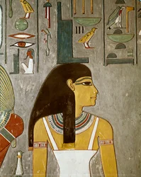 yksityiskohta freskosta Isis, Egypti, Louxor (XVIII-dynastia, Thutmosus III