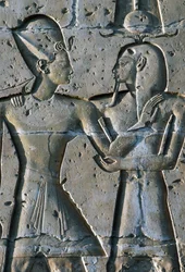 Faaraota esittävä reliefi, Seti I:n temppeli tai Abydoksen suuri temppeli, Abydos, Egypti, Egyptin sivilisaatio, Uusi valtakunta, XIX dynastia.