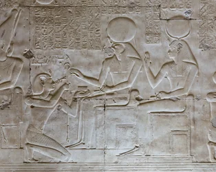 Basrelief, Seti I:n temppeli, Abydos, Egypti