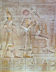 Värillinen kohokuvio, Seti I:n temppeli, Abydos, Egypti