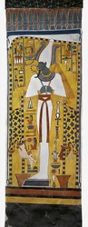 Egypti, Thebes, Luxor, Kuningattaren laakso, Nefertarin hauta, Osiriksen seinämaalaus hautakammiossa 19. dynastiasta