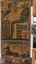 Anubis ja vainajan sielu sarkofagista (paneeli)