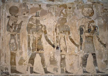 Seinämaalauksia, Ain El Meftlan temppeli, Bahariya Oasis, Giza, Egypti, 26. dynastia (663-525 eKr.)