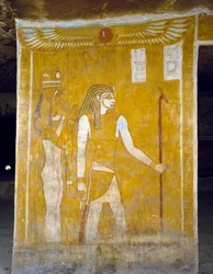 Seinämaalauksia Pa Nentwyn haudasta, Bahariya Oasis, Giza, Egypti. Egyptin sivilisaatio, 26. dynastia, 663-525 eKr.