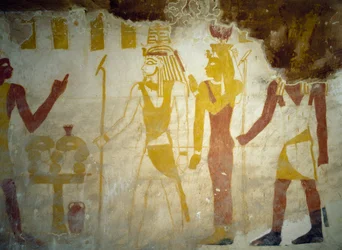 Seinämaalauksia Pa Nentwyn haudasta, Bahariya Oasis, Giza, Egyptin sivilisaatio, 26. dynastia, 663-525 eKr.