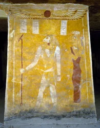 Seinämaalauksia Pa Nentwyn haudasta Bahariya Oasis, Giza, Egypti. Egyptin sivilisaatio, 26. dynastia, 663-525 eKr.