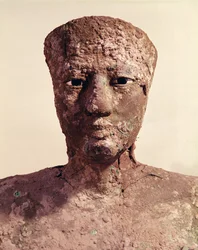 Pepi I:n patsas (2289-2255 eKr.), pään yksityiskohta, löydetty Hierakonpoliksesta, noin 2281-2241 eKr.