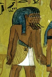 Muinainen Egypti, Seinämaalaus/kaiverrus, Jumalat, jotka seuraavat Raa aurinkobarkilla, Sennedjemin hauta, Thebes