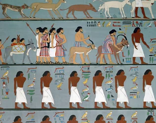 Seemiläinen heimo pyytää lupaa päästä Egyptiin, kopio (maalaus)