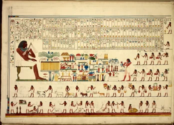 Egyptiläisiä hieroglyfejä teoksesta ”Näkymiä ynnä muuta Sheikh-Hassanista Beni-Hassaniin”, atlasfolio