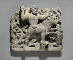 Heracles seppä Acheloosia härän muodossa, Oxyrhynchuksesta, n. 300-500 (kalkkikivi)