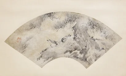Linnut ja mänty, noin 1570-1590 (muste ja kulta paperille).