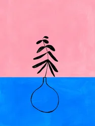 Minimalistinen vaaleanpunainen ja sininen kasvi