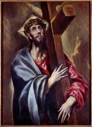 Kristus kantaa ristiä Domenikos Theotokopoulos dit El Grecon maalaus (1541-1614) 1605 Su. 1,08x0,78 m Madrid, Prado-museo - Kristus kantaa ristiä. Domenikos Theotokopoulosin maalaus, joka tunnetaan nimellä El Greco (1541-1614) 1605. 1,08 x 0,78 m. Prado Mu