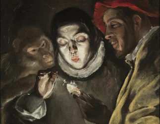 La Fable - Peinture de Dominicos Theotokopoulos dit Le Greco (1541-1614), huile sur toile (50,5x63,6 cm), vers 1580 - (Satu, El Grecon öljy kankaalle) - Museo del Prado, Madrid (Espagne)