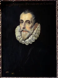 Domenikos Theotokopoulos dit El Grecon (1541-1614) valtio- ja kastilianeuvoston puheenjohtajan Rodrigue Vazquezin muotokuva 1500-luvun su. 0,66x0,4m. Madrid, Prado-museo